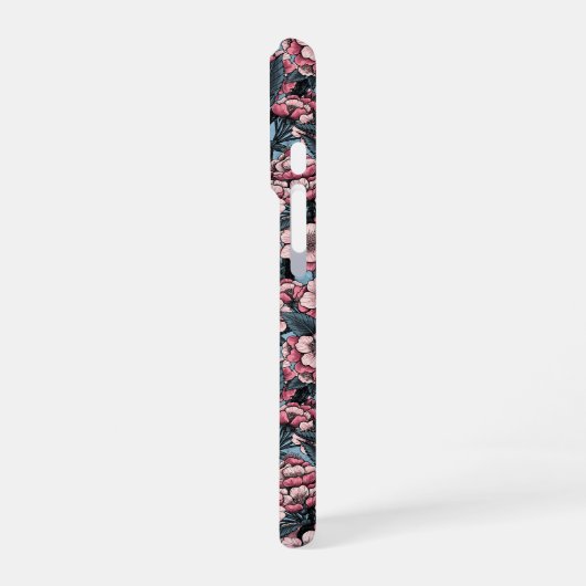 Kirschblüte in Rosa und Blau iPhone Hülle (Linke Seite)