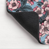 Kirschblüte in Rosa und Blau Mousepad (Ecke)