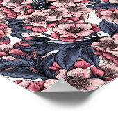 Kirschblüte in Rosa und Blau Poster (Ecke)