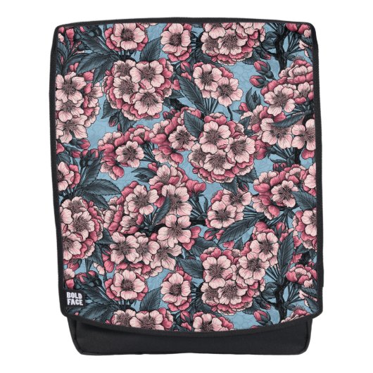 Kirschblüte in Rosa und Blau Rucksack (Vorderseite)