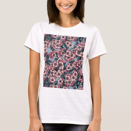 Kirschblüte in Rosa und Blau T-Shirt (Vorderseite)