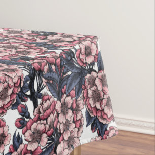 Kirschblüte in Rosa und Blau Tischdecke