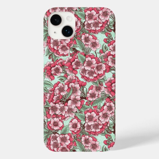Kirschblüte in Rosa und Minze Case-Mate iPhone Hülle (Rückseite)