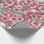 Kirschblüte in Rosa und Minze Geschenkpapier (Ecke)