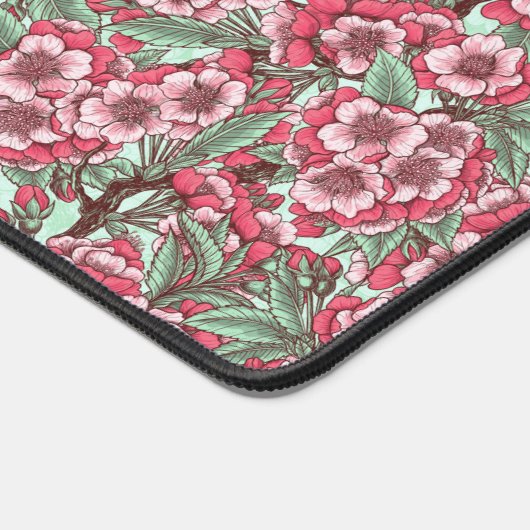 Kirschblüte in Rosa und Minze Schreibtischunterlage (Ecke)