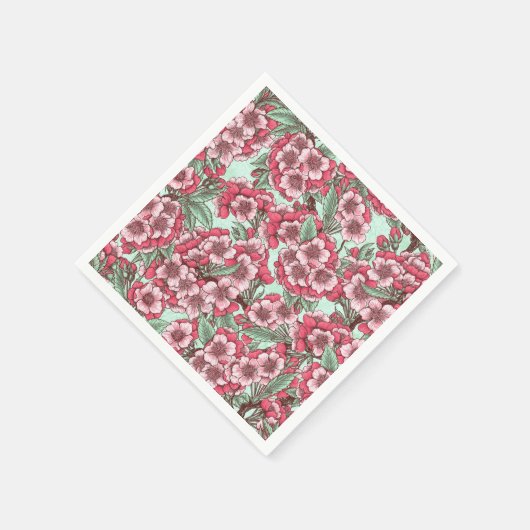 Kirschblüte in Rosa und Minze Serviette (Ecke)
