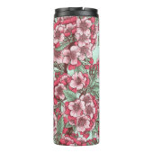 Kirschblüte in Rosa und Minze Thermosbecher (Rückseite)