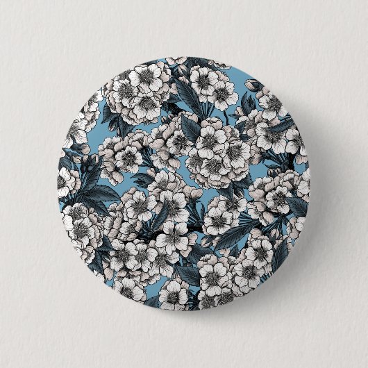 Kirschblüte in weiß und blau button (Vorderseite)
