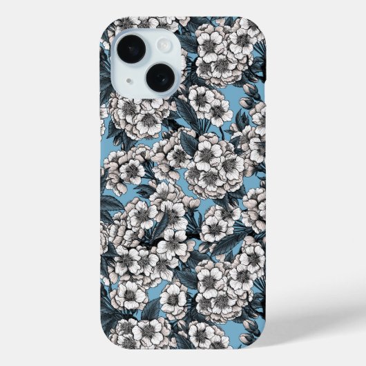 Kirschblüte in weiß und blau Case-Mate iPhone hülle (Rückseite)