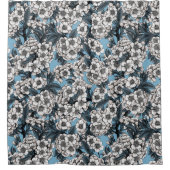 Kirschblüte in weiß und blau duschvorhang (Vorderseite)