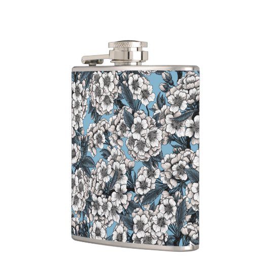 Kirschblüte in weiß und blau flachmann (Links)