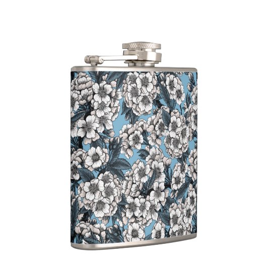 Kirschblüte in weiß und blau flachmann (Rechts)