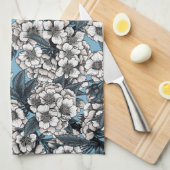 Kirschblüte in weiß und blau geschirrtuch (Viertel Falte)