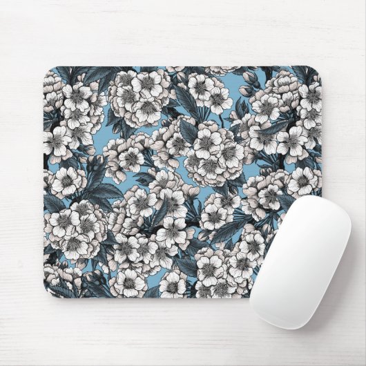 Kirschblüte in weiß und blau mousepad (Mit Mouse)