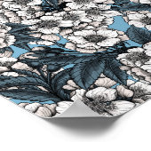 Kirschblüte in weiß und blau poster (Ecke)