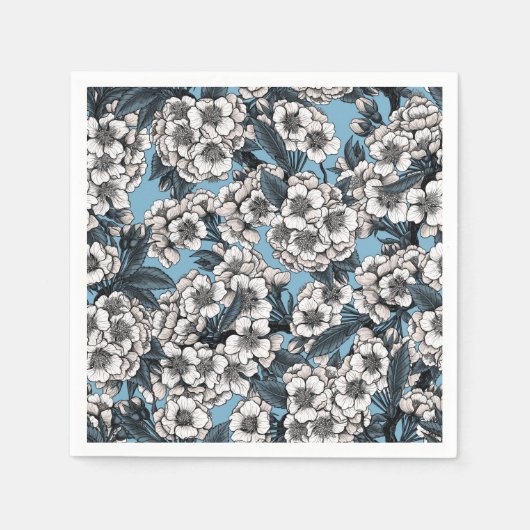 Kirschblüte in weiß und blau serviette (Vorderseite)