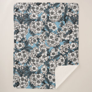 Kirschblüte in weiß und blau sherpadecke