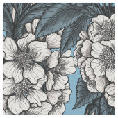 Kirschblüte in weiß und blau stoff (Nahaufnahme)