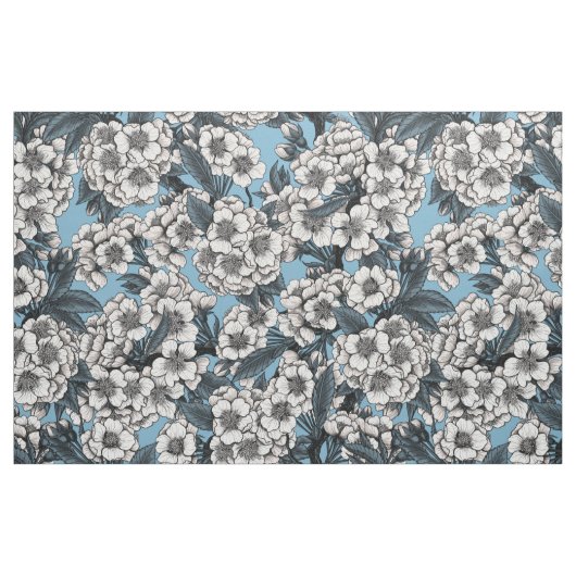 Kirschblüte in weiß und blau stoff (Fat Quarter (45,7 x 55,9 cm))