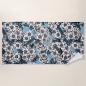 Kirschblüte in weiß und blau strandtuch (Vorderseite)