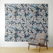 Kirschblüte in weiß und blau wandteppich (Beispiel (Horizontal))
