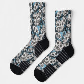 Kirschblüte in weißem und blauem drahtlosem Ladege Socken (Links)