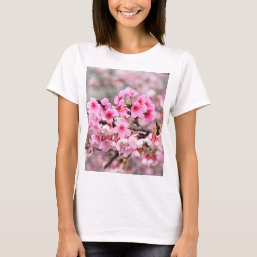 Kirschblüte Japanische Blumenrosa Blume T-Shirt (Vorderseite)