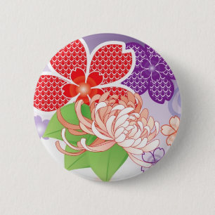 Kirschblüte Kiomono - Japaner-Entwurf Button