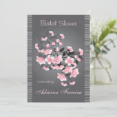 Kirschblüte (Kirschblüte) auf grauem Brautparty Einladung (Stehend Vorderseite)