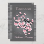 Kirschblüte (Kirschblüte) auf grauem Brautparty Einladung (Vorne/Hinten)