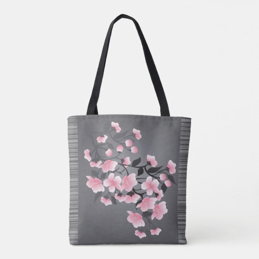 Kirschblüte/Kirschblüte auf grauer Brautjungfer Tasche (Rückseite)