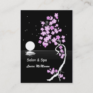 Kirschblüte (Kirschblüte) nachts (auf Schwarzem) Visitenkarte
