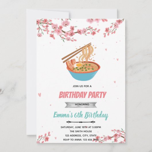 Kirschblüte lepover ramen Party Einladung (Vorderseite)