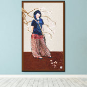 Kirschblüte Mädchen braune Version Leinwanddruck (Insitu (Holzboden))