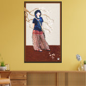 Kirschblüte Mädchen braune Version Leinwanddruck (Insitu (Wohnzimmer))