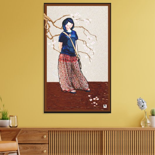 Kirschblüte Mädchen braune Version Leinwanddruck (Insitu (Wohnzimmer))