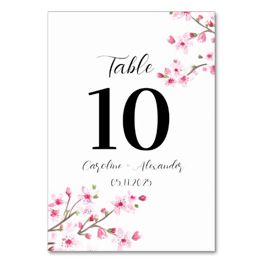 Kirschblüte Moderne Hochzeit Orientale Sakura Tischnummer (Vorderseite)