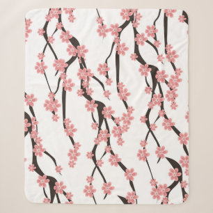 Kirschblüte: Nahtloses Vintage-Weiß. Sherpadecke