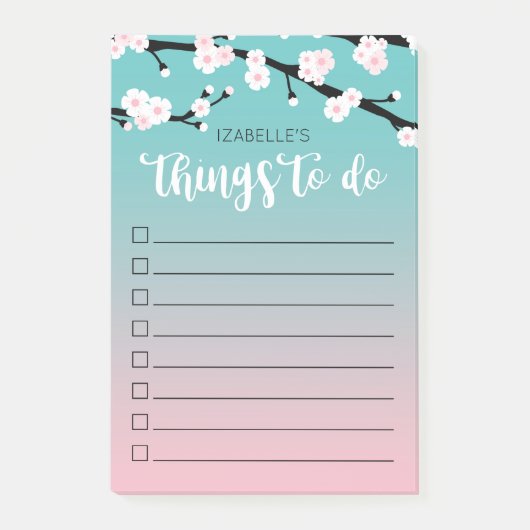 Kirschblüte Ombre | individueller Name, zum der Post-it Klebezettel (Vorderseite)