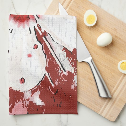 Kirschblüte Poesie rot weiß elegante Sakura Geschirrtuch (Viertel Falte)