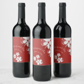 Kirschblüte Poesie rot weiß elegante Sakura Weinetikett (Flaschen)