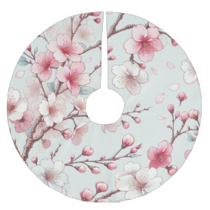 Kirschblüte Polyester Weihnachtsbaumdecke