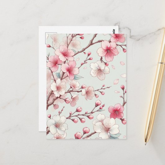 Kirschblüte Postkarte (Vorderseite/Rückseite Beispiel)