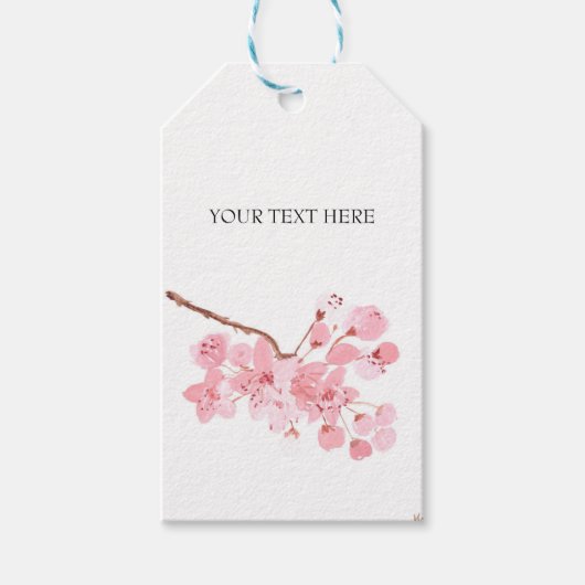 Kirschblüte rosa Aquarell elegante Hochzeit Geschenkanhänger (Vorderseite)
