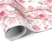 Kirschblüte rosa Blume Aquarellfarbe Sakura Asien Geschenkpapier (Rolleneckpunkt)