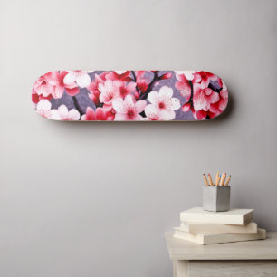 Kirschblüte rosa Blumenmuster Skateboard