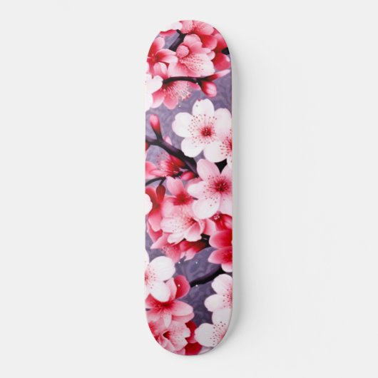 Kirschblüte rosa Blumenmuster Skateboard (Vorderseite)