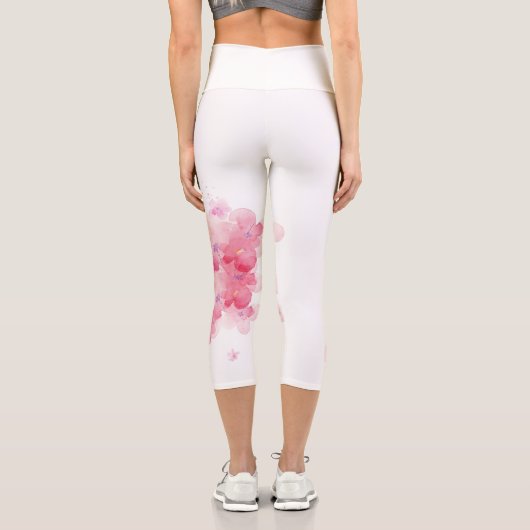 Kirschblüte rosa Blüte Capri Leggings (Rückseite)