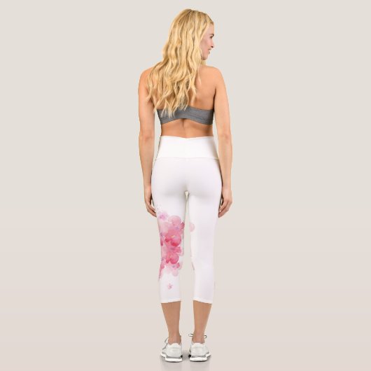 Kirschblüte rosa Blüte Capri Leggings (Rückseite)