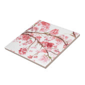 Kirschblüte rosa Blüte Rustikale Wasserfarbe Fliese (Seite)